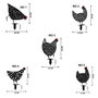 Aberto Design Set de Pollos Decorativos de Metal Negro para Jardín
